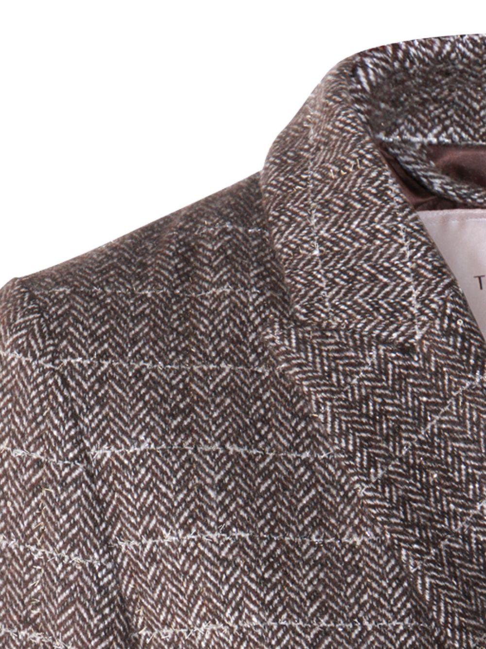 Cappotto doppiopetto marrone oro a fantasia a scacchi 252TT2041 12893 TWINSET 