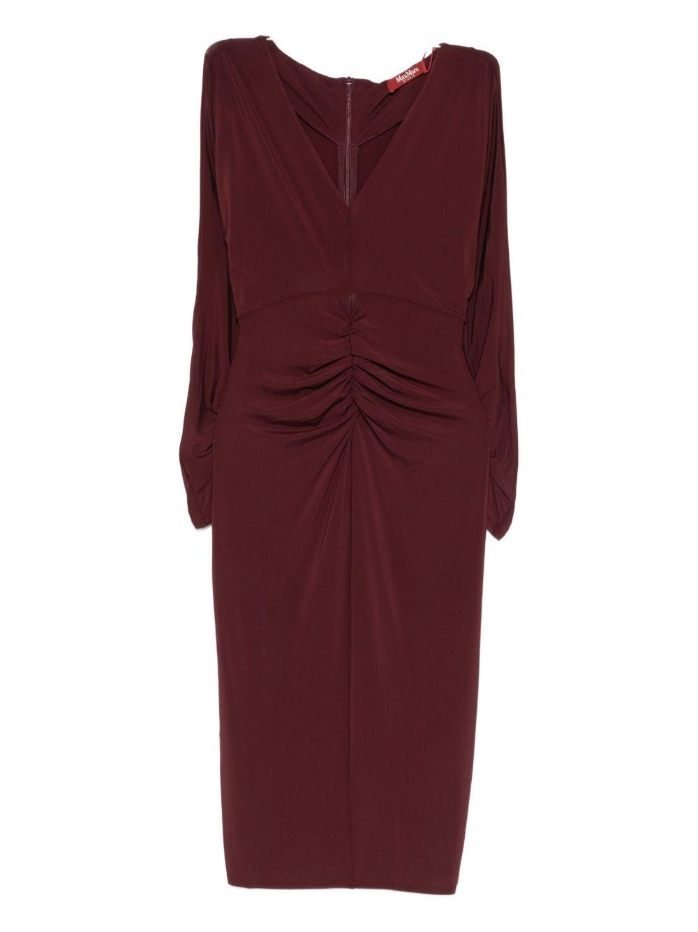 Abito midi con ruches sul davanti 2526626041600 002 MAX MARA STUDIO 