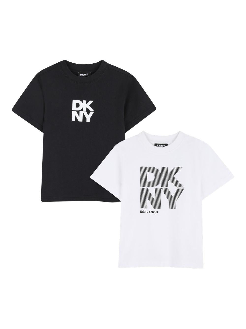 Set due t-shirt in cotone organico girocollo D62544 M41 DKNY KIDS 