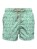 Light green comfort swimsuit with palm tree pattern