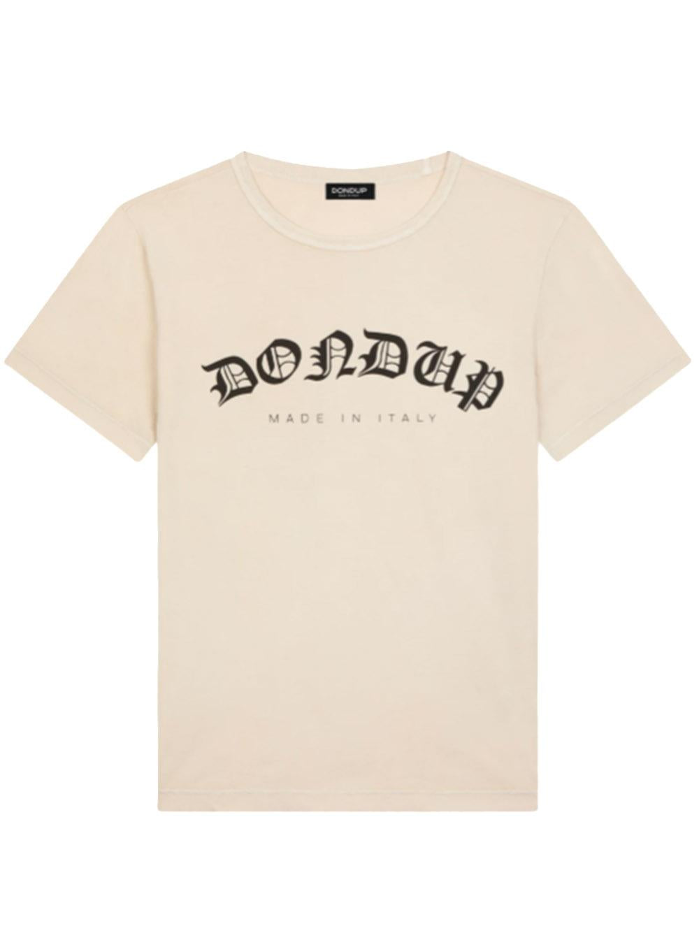 T-shirt beige logo frontale US198JF0335UIT6 010 DONDUP 