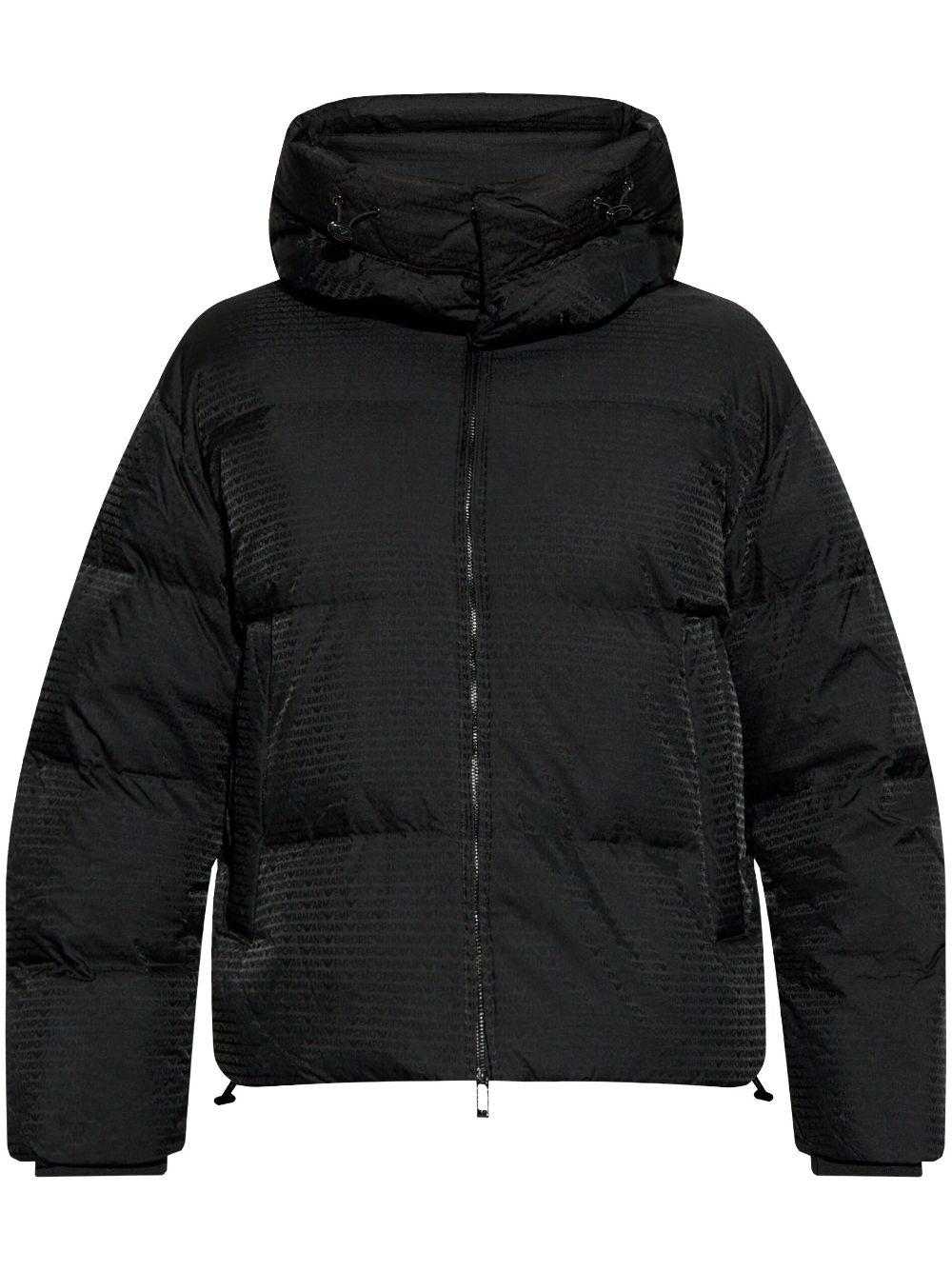 Giubbino nero logo all-over