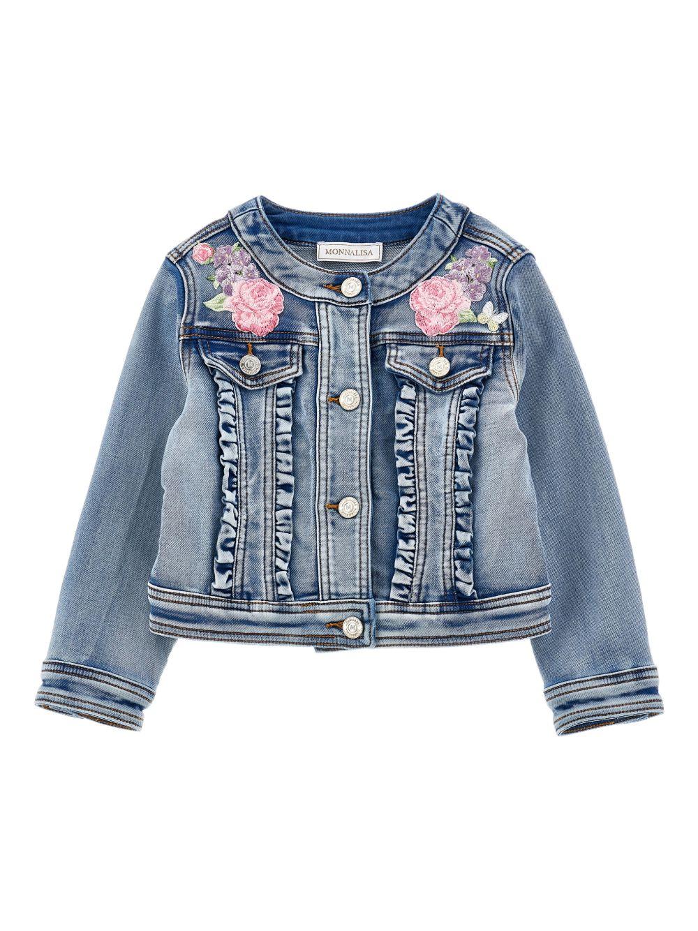 Giacca in denim con ricami floreali 19G1027015 055B MONNALISA KIDS 