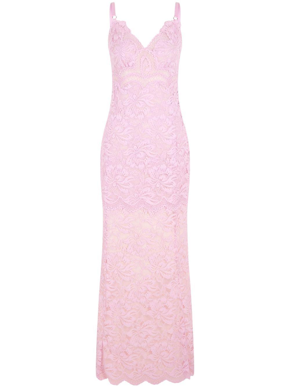 Abito rosa in pizzo ricamato