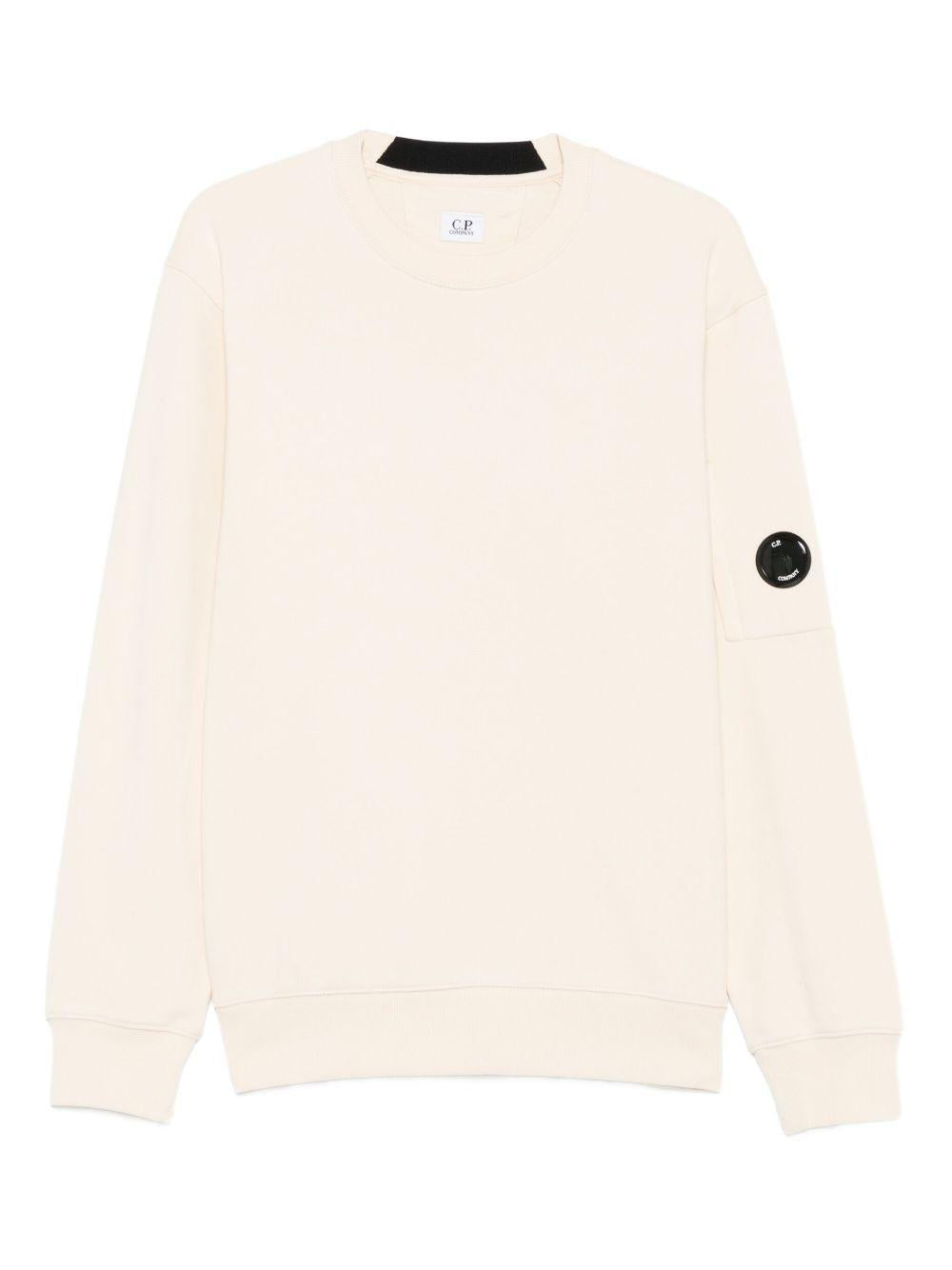 Felpa Beige Girocollo in Cotone con Dettaglio Lens 19CMSS713A005086W 402 CP COMPANY 