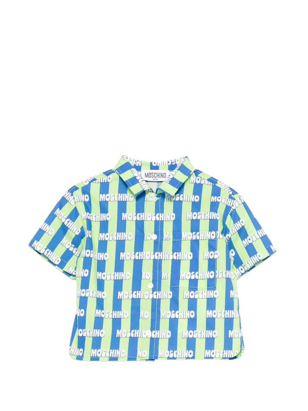 Camicia a righe con logo stampato MUC01MLLB59 83676 MOSCHINO KIDS 