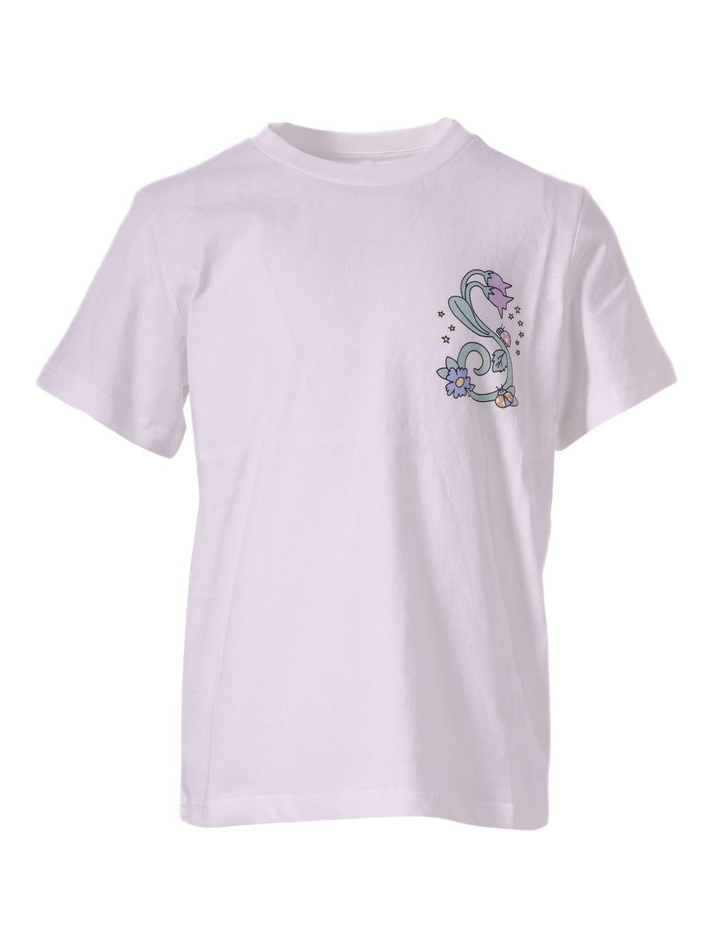 T-shirt in cotone con stampa laterale TY8A21Z0434 101 STELLA MCCARTNEY KIDS 