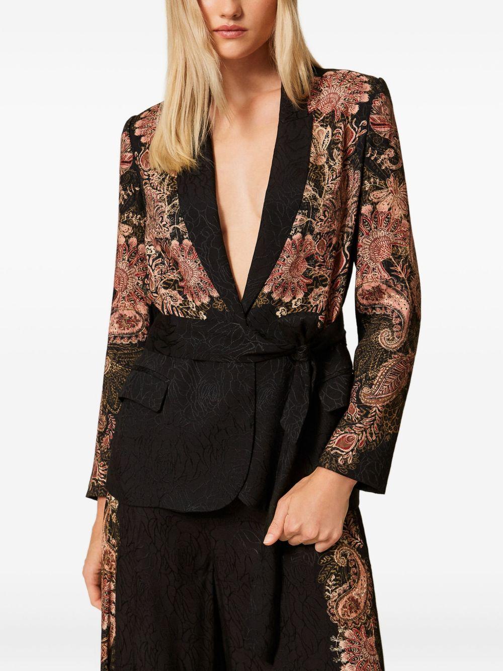 Blazer Nero con Stampa Paisley e Cintura in Vita 252TP2040 12742 TWINSET 