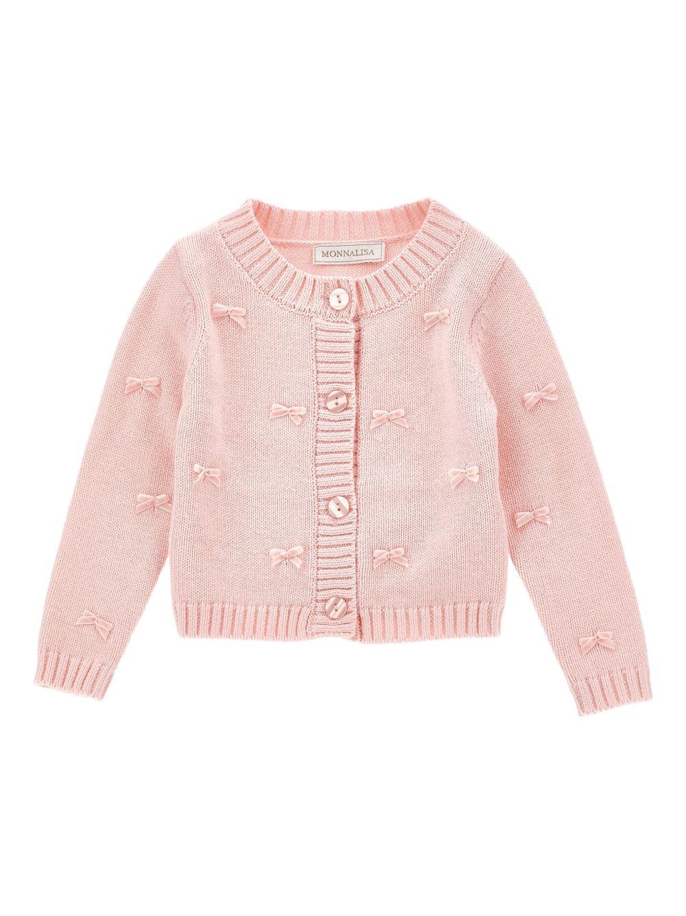 Cardigan rosa con fiocco 37F8006060 0090 MONNALISA KIDS 