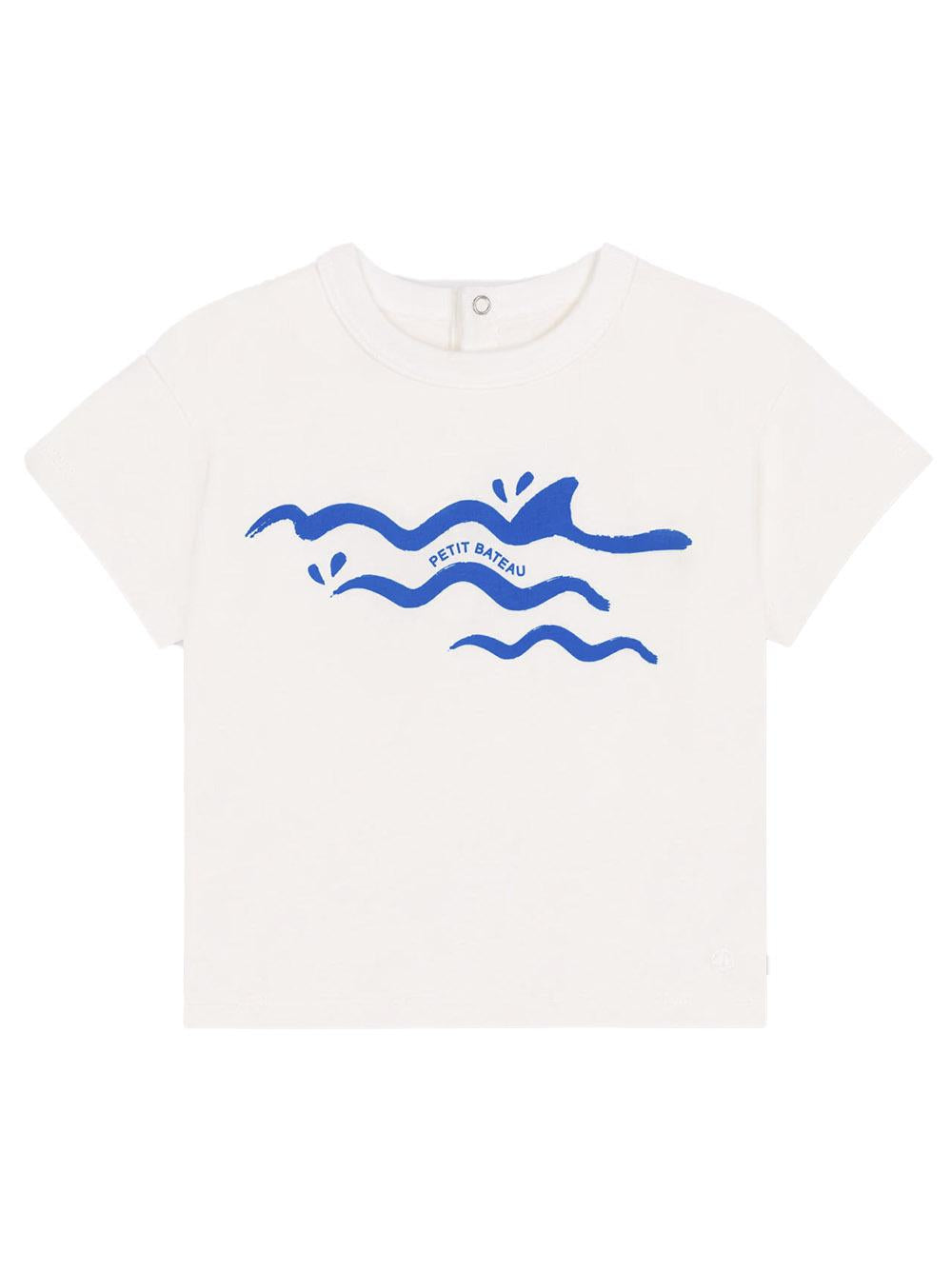 T-shirt panna con stampa onde neonato