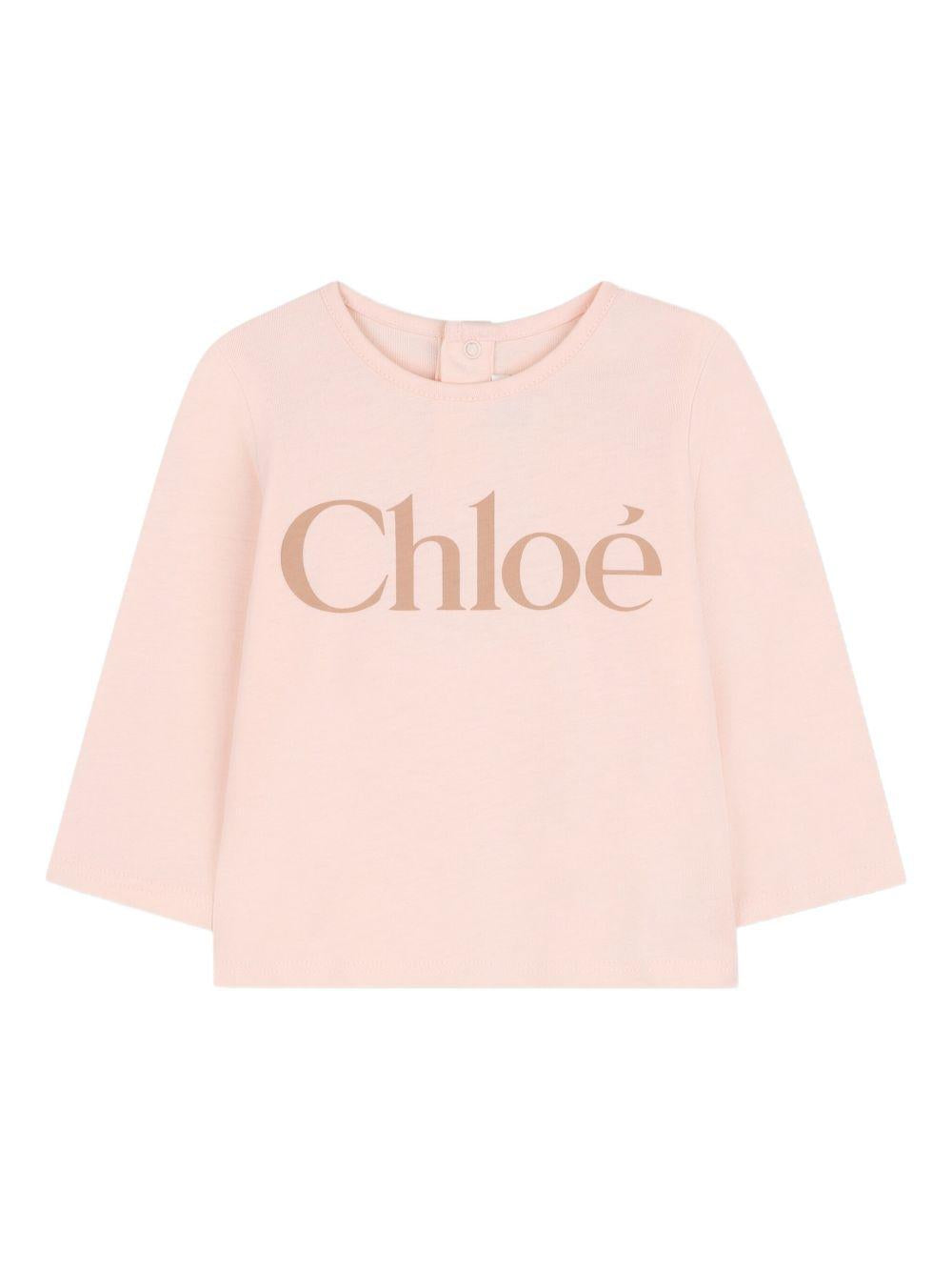 Top a Maniche Lunghe con Logo Stampato C20700 46J CHLOE KIDS 