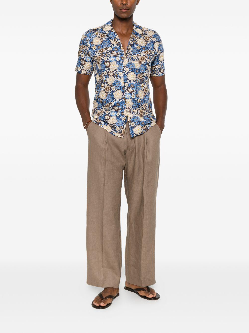 001 Camicia Fnd.blu Fantasia Fiori Beige BS403MM ST8079 001 BRIAN DALES 