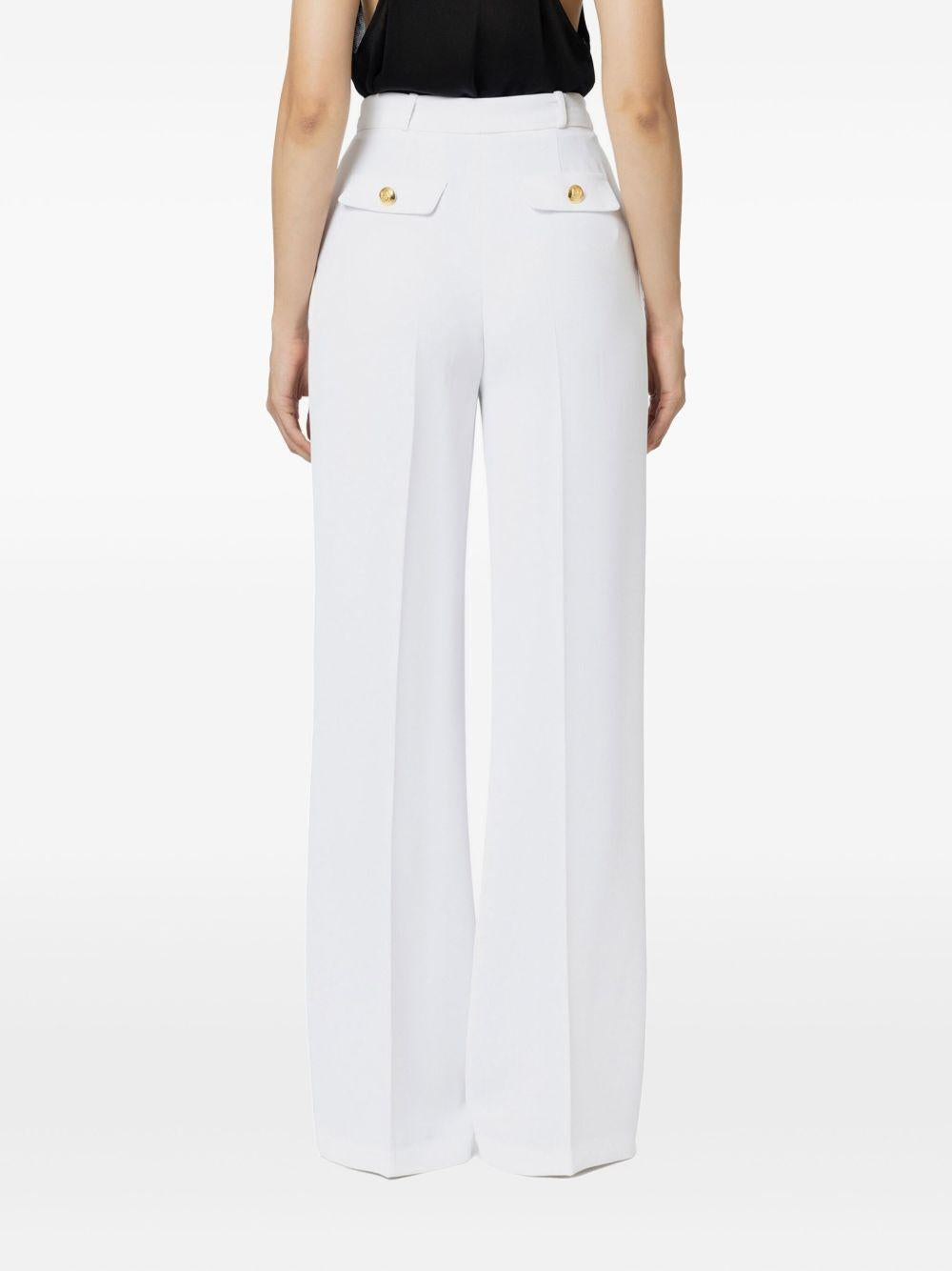 Pantalone dritto in crêpe fermo con bottone logato avorio PA02646E2 360 ELISABETTA FRANCHI 