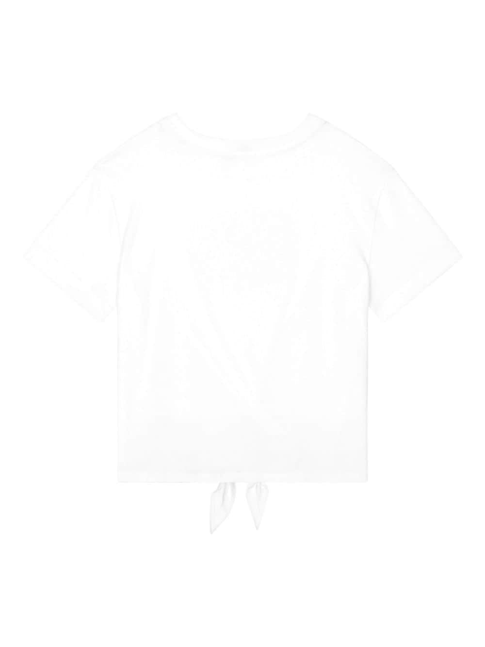 T-shirt bianca monogram maiolica con nodo