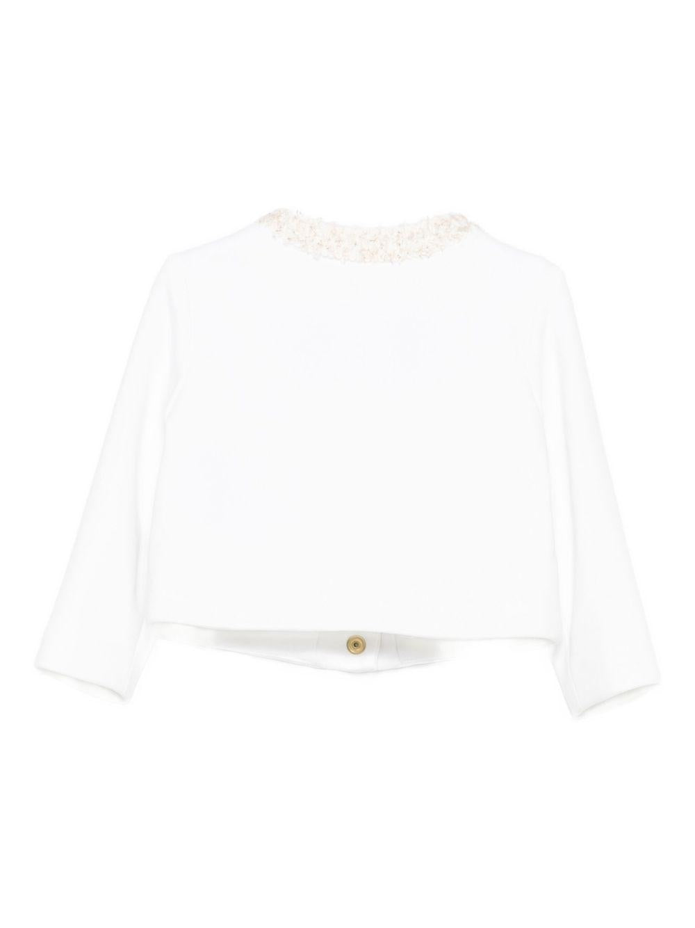 Giacca Bianca con Bottoni Dorati e Girocollo BX2024J0371 100OR BALMAIN KIDS 