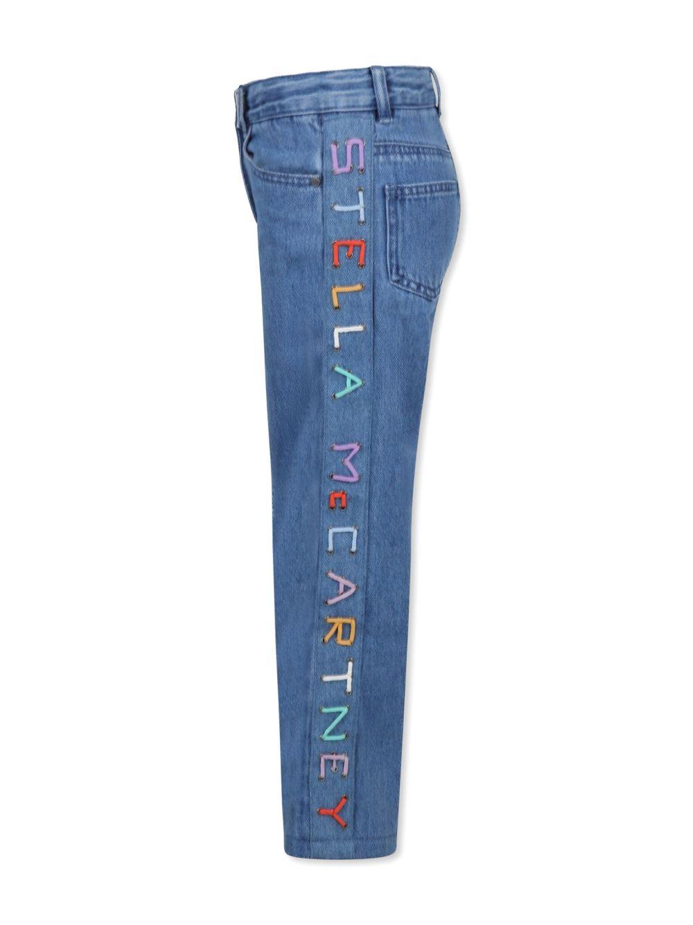 Jeans a gamba ampia logo laterale