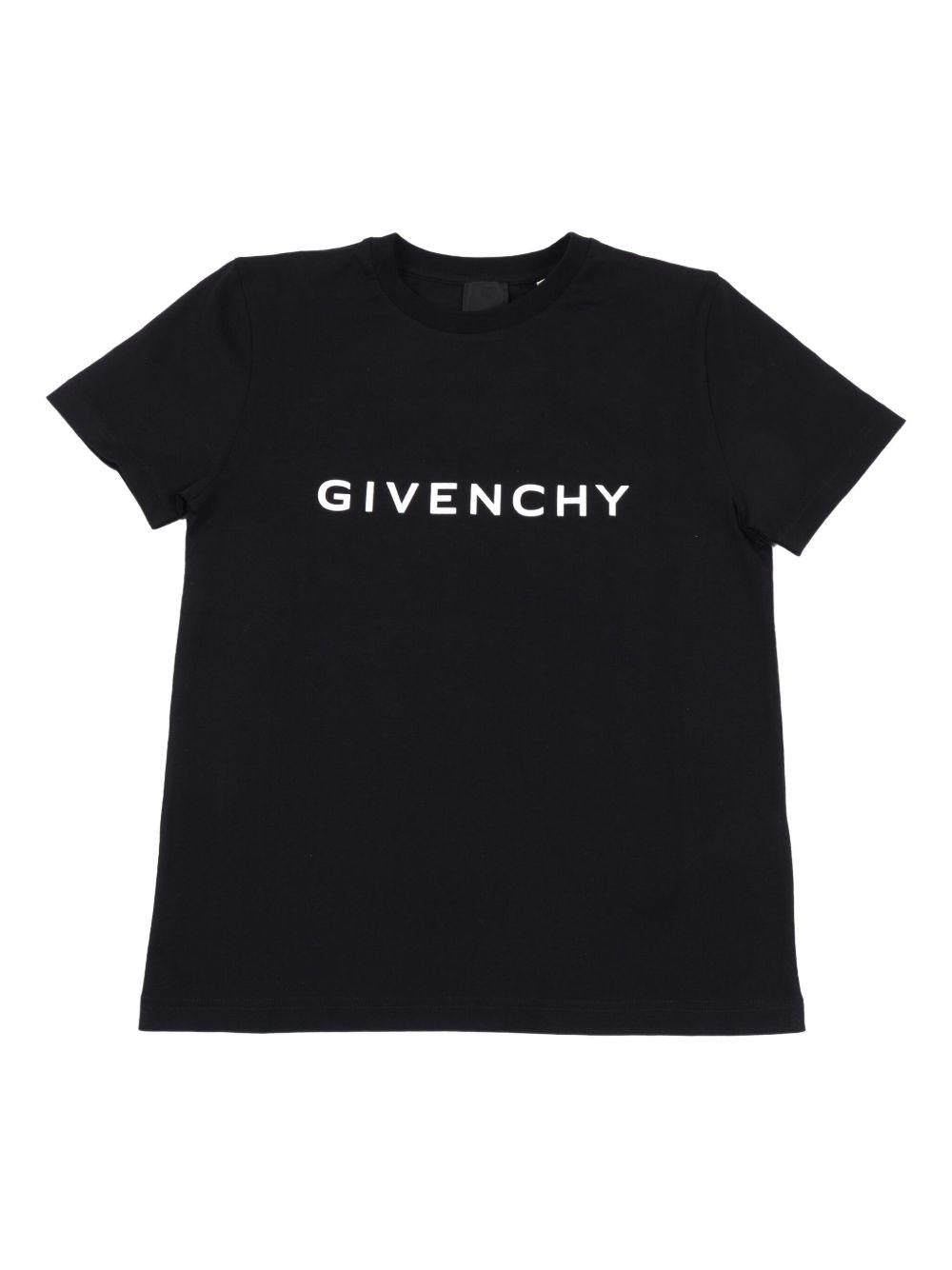 T-shirt in Cotone con Stampa con Logo Frontale H30952 09B GIVENCHY KIDS 