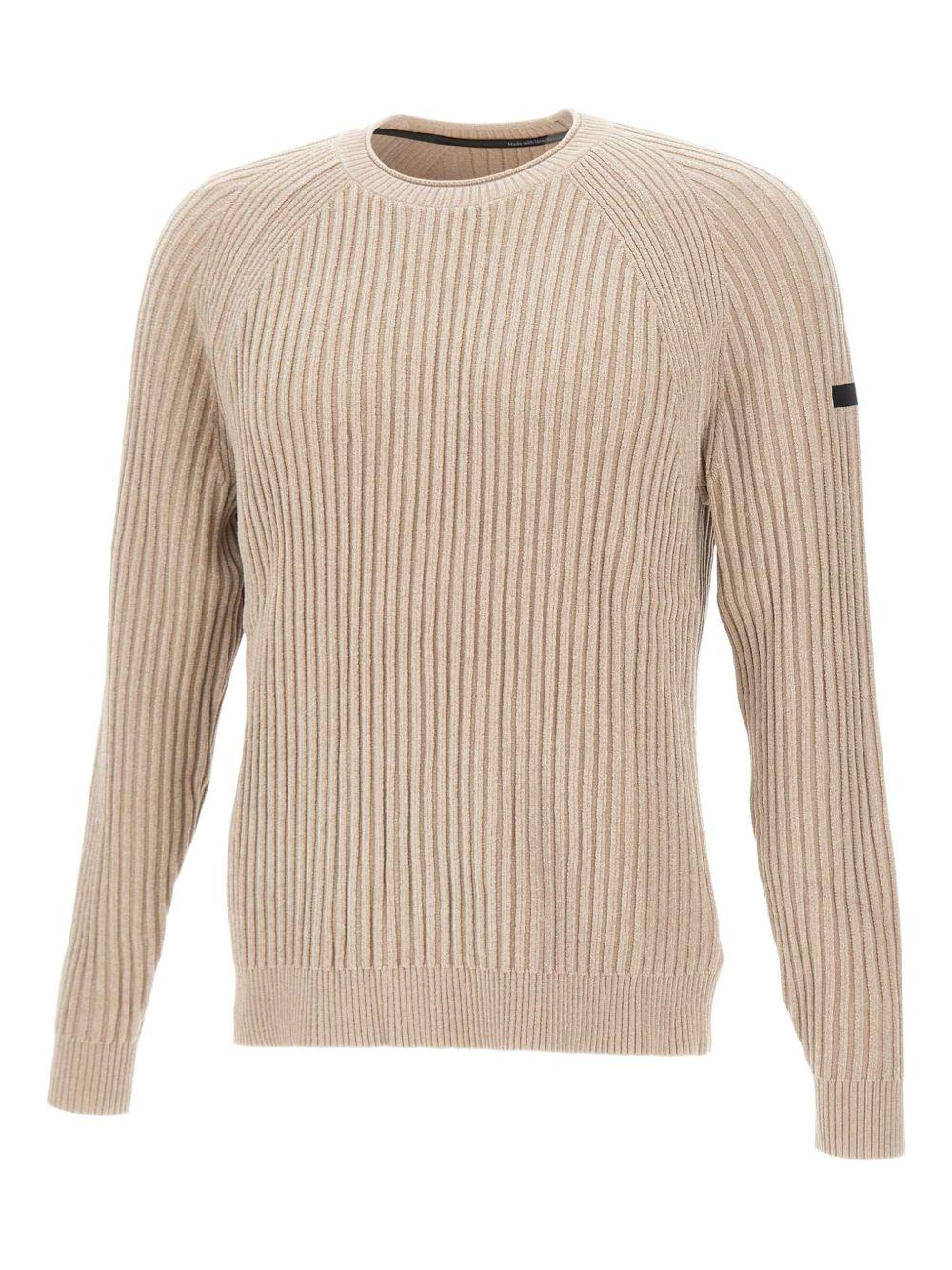 Maglione crema a coste con maniche raglan W25137 32 RRD 