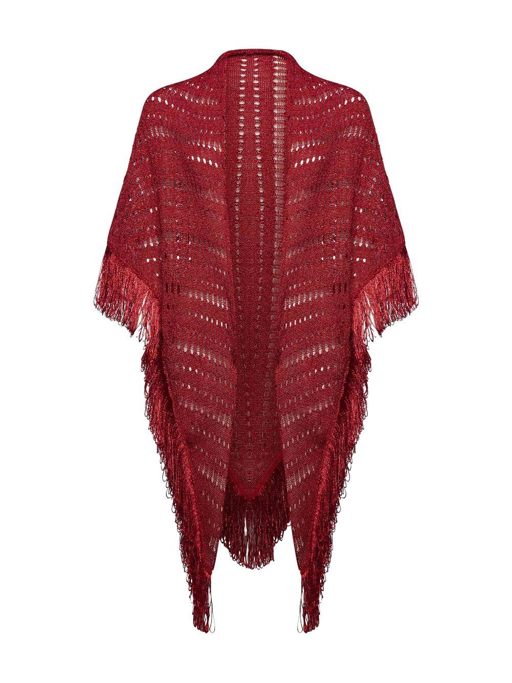 Scialle rosso in lurex maxi frange P25CPSLO0401 V0717 SIMONA CORSELLINI 