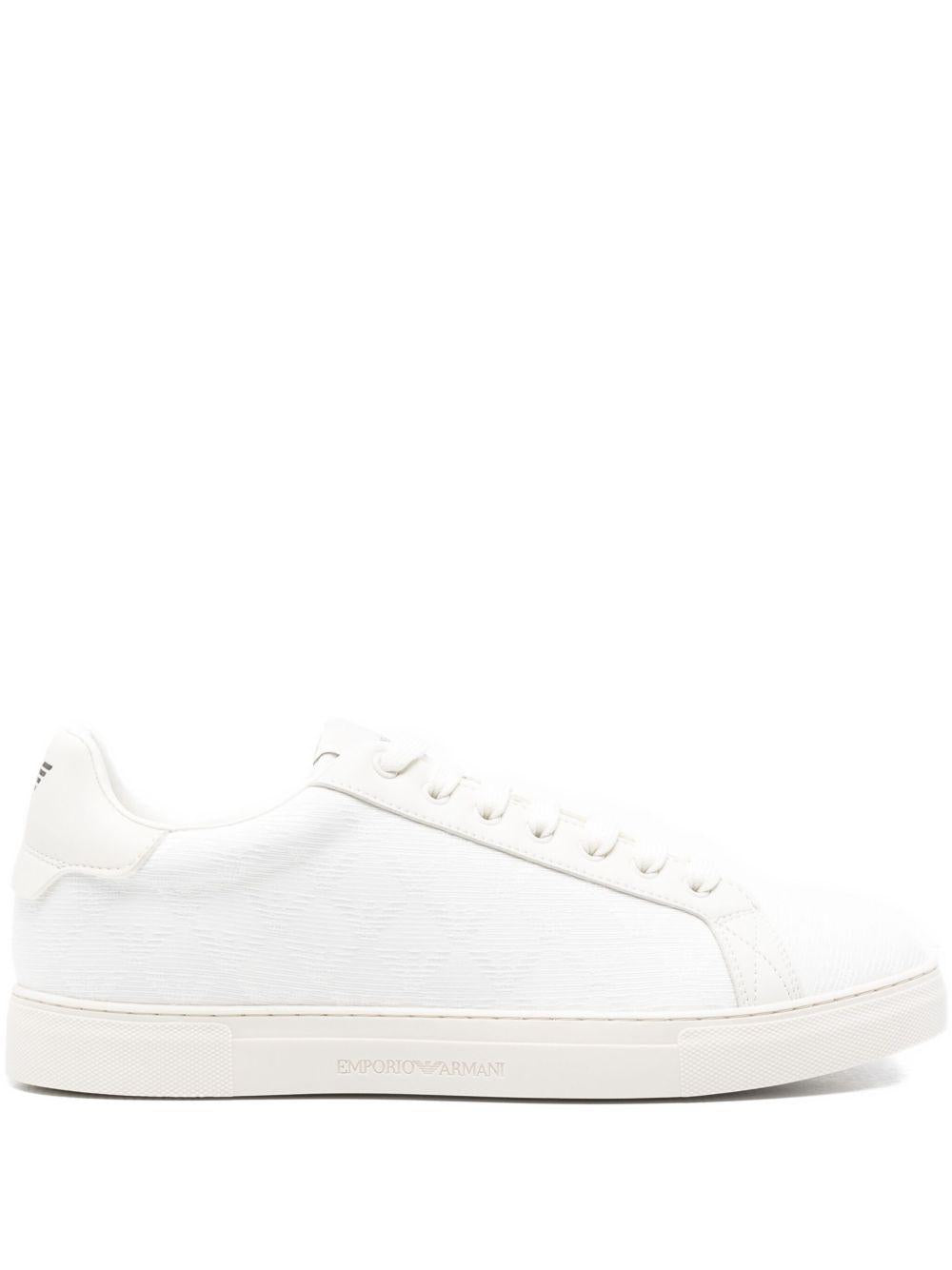 Sneakers bianche con allacci in pelle e punta rotonda EM003843AF20003 M0107 EMPORIO ARMANI 