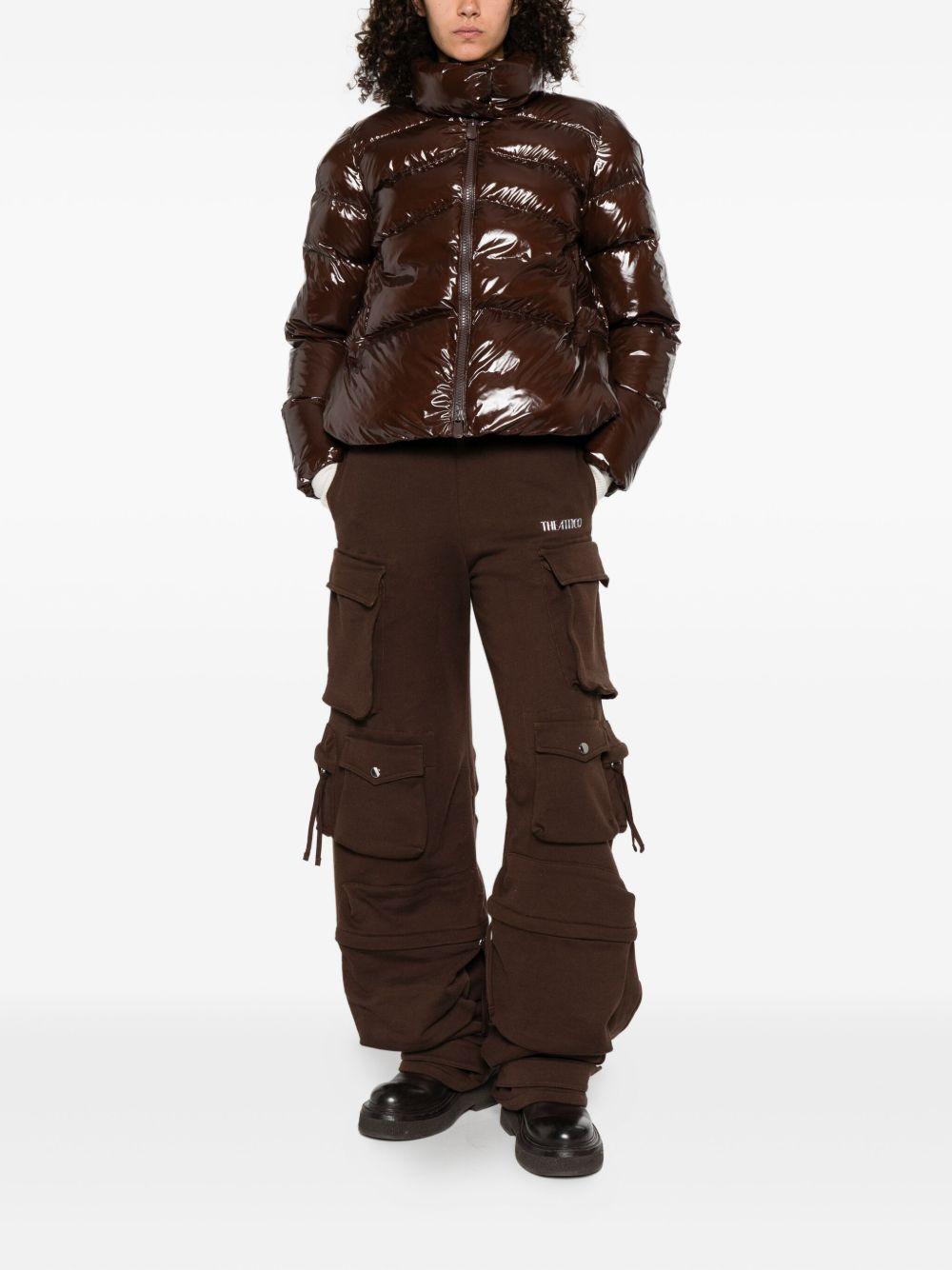 Giacca trapuntata marrone con collo a imbuto e zip 101598A2P7 M22 PINKO 