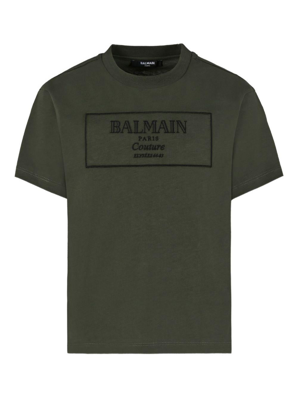 T-shirt Verde con Logo Ricamato BX8P51Z3186 762NE BALMAIN KIDS 