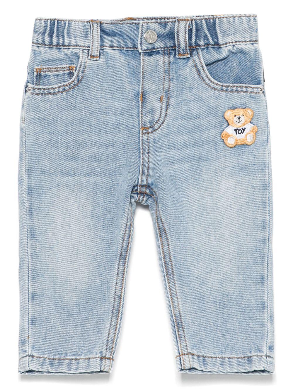 Jeans chiaro mini teddy ricamo neonata