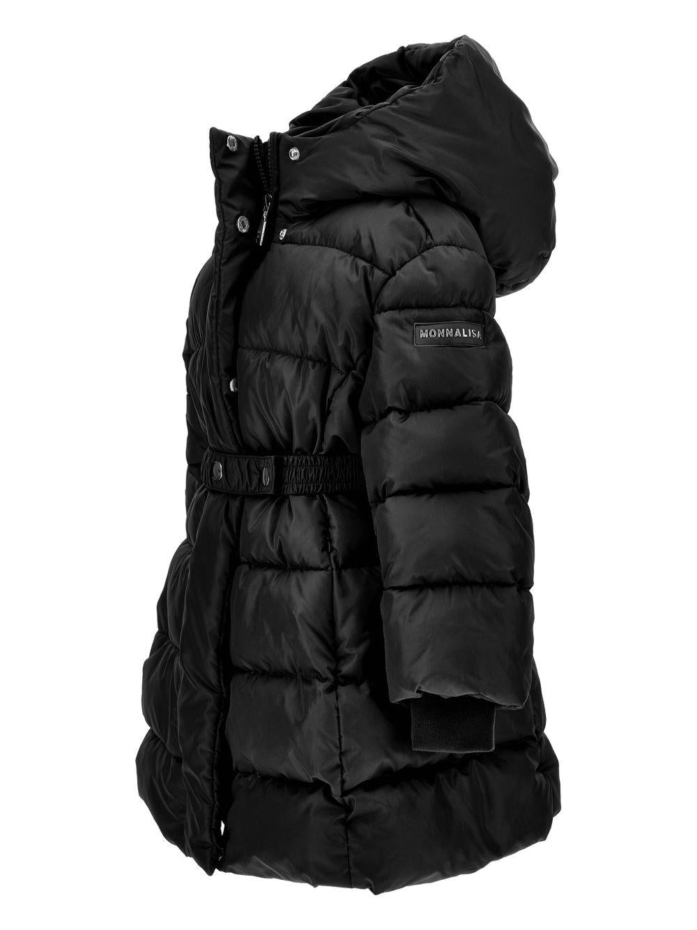 Piumino Lungo Nero con Cintura 17F1016020 0050 MONNALISA KIDS 