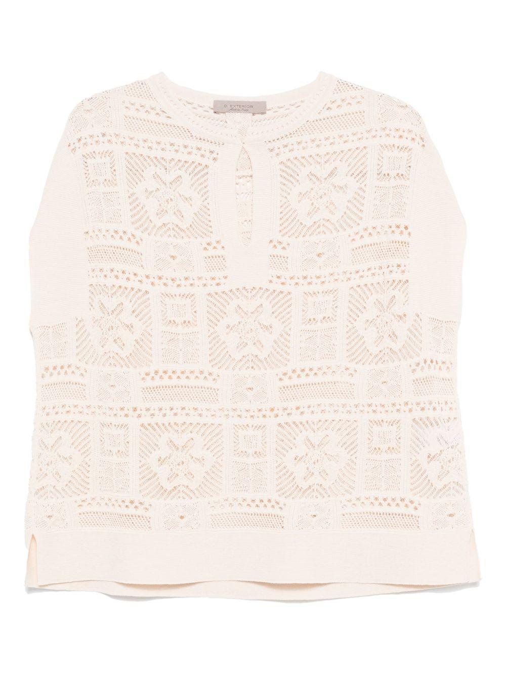 Maglia ricamata patchwork all-over marmo