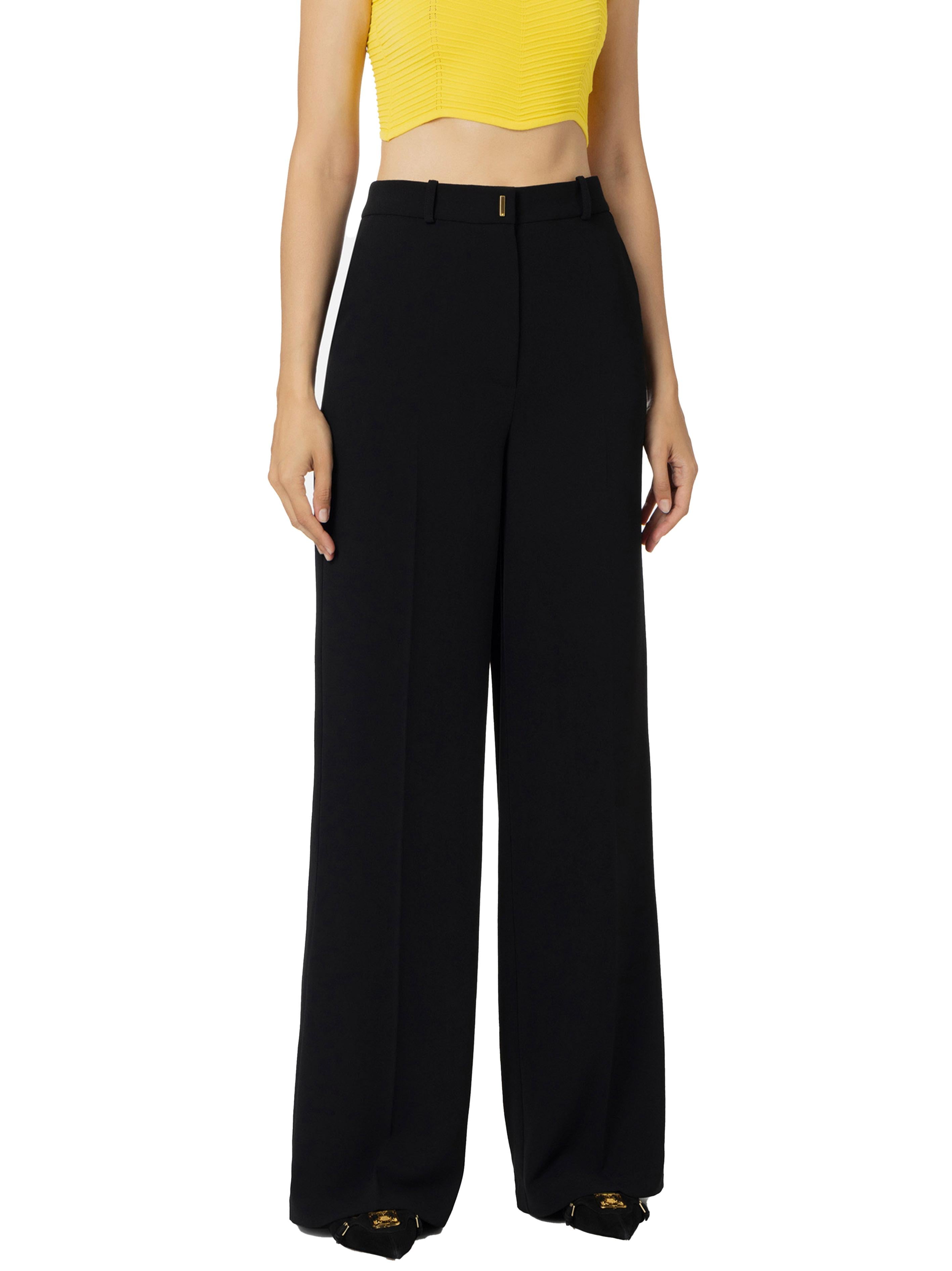 Pantalone dritto nero con bottone placca PA02746E2 110 ELISABETTA FRANCHI 