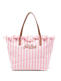Borsa tote in denim con bordi sfrangiati