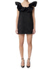 Abito in jacquard floreale con ruche