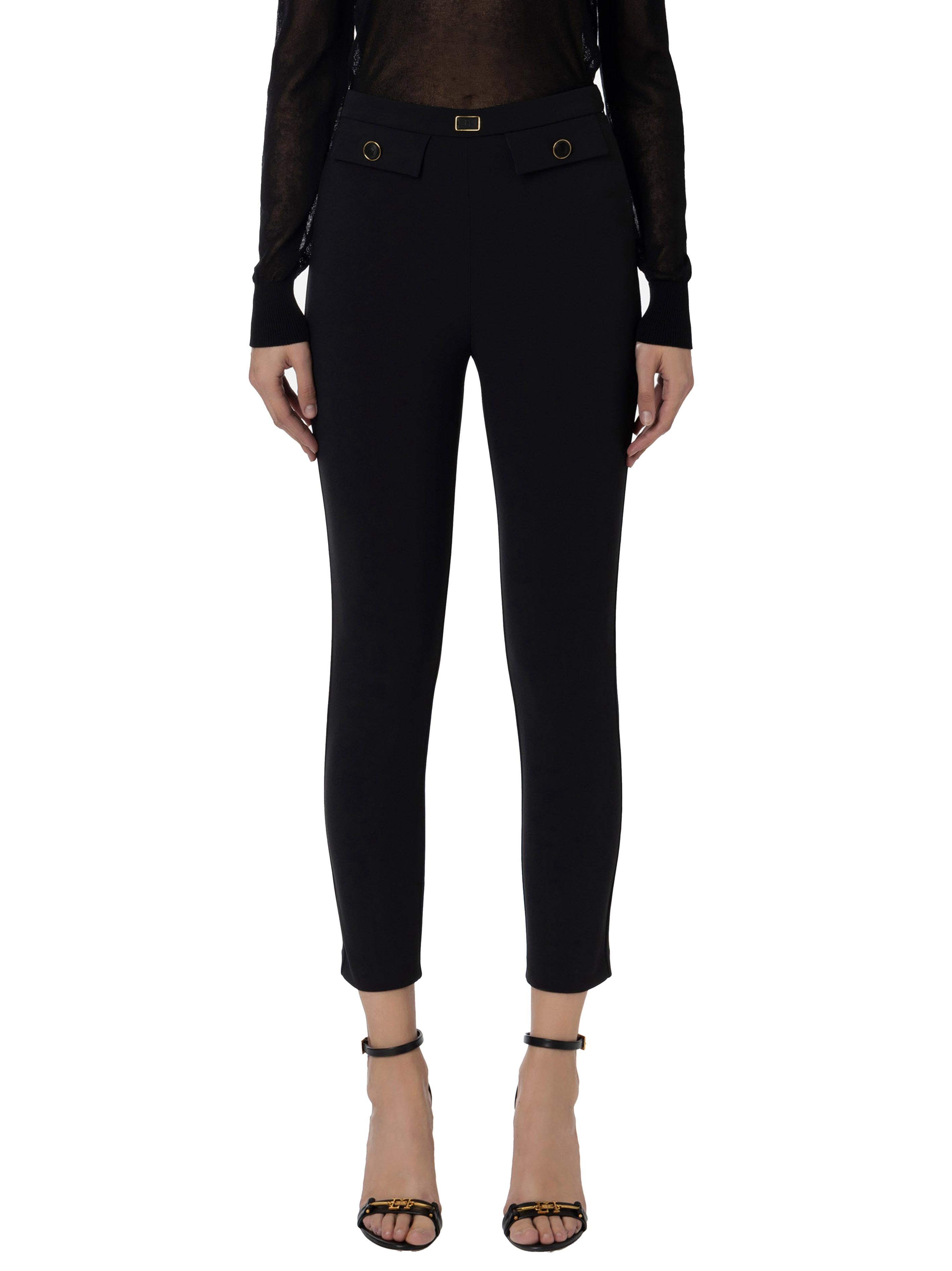 Pantalone dritto con patte nero