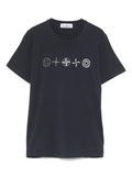 T-shirt blu big stampa logo compass retro