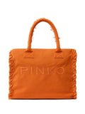 Borsa shopping in cotone con dettagli sfrangiati