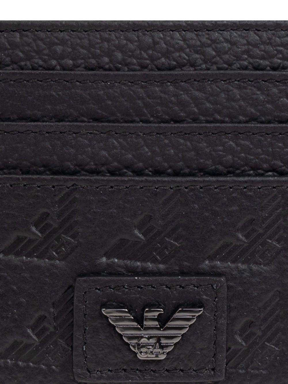Portacarte nero con design in rilievo e slot per carte EM001740AF14774 UC001 EMPORIO ARMANI 