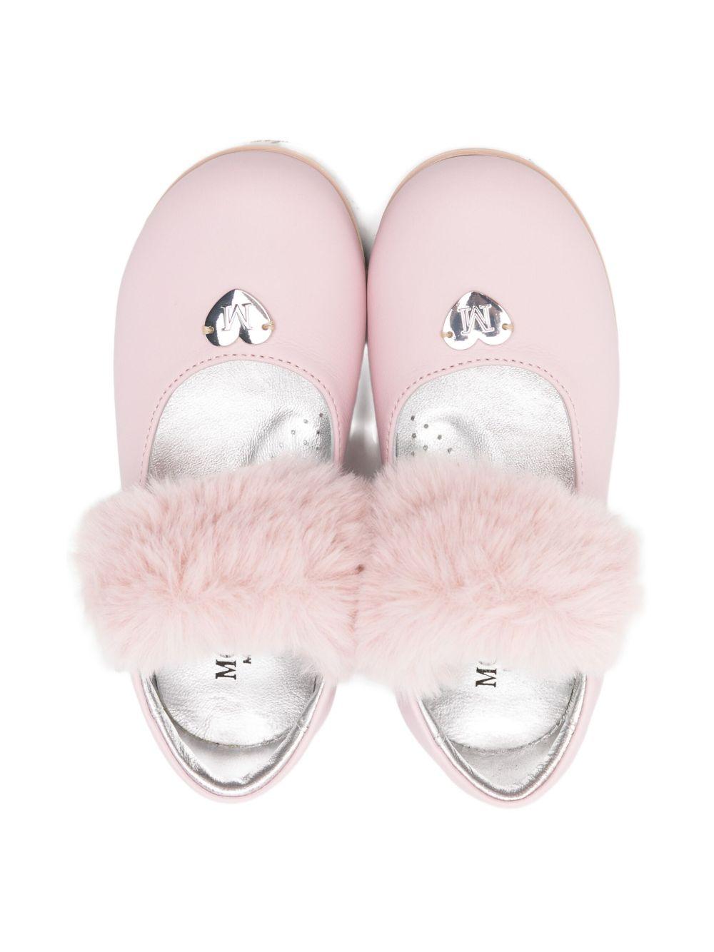 Ballerine rosa chiaro con dettaglio cuore e rifiniture in pelliccia 83F0056713 0090 MONNALISA KIDS 