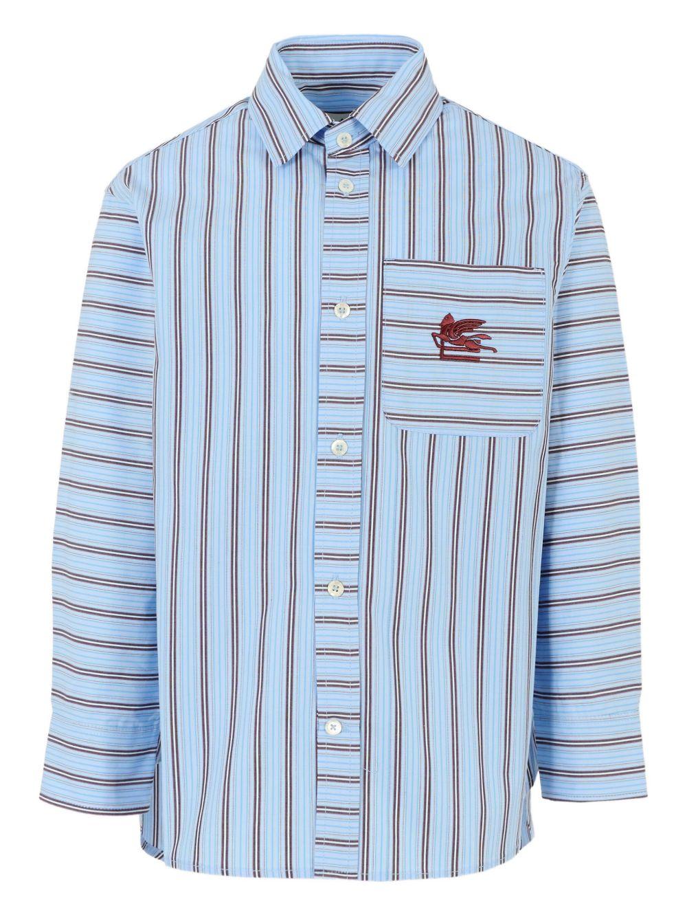 Camicia a Righe Azzurra con Maniche Lunghe GX5P30Z3313 630MC ETRO KIDS 