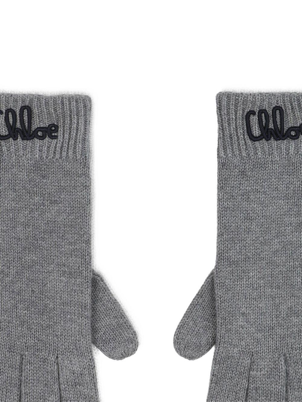 Guanti con Logo Ricamato e Polsini a Coste C20690 A46 CHLOE KIDS 