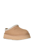 Stringate sabbia in pelle scamosciata con plateau