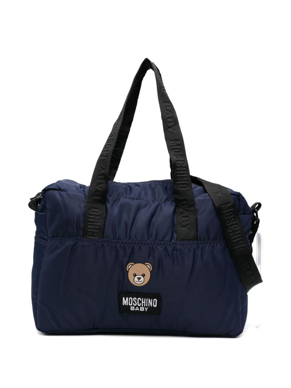 Borsa fasciatoio blu con stampa Teddy Bear MMX04KL3A89 40016 MOSCHINO KIDS 