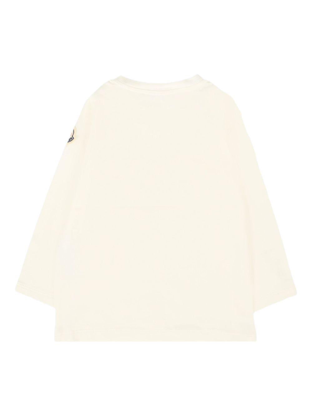 T-shirt Bianca Maniche Lunghe con Stampa K29518D0000589AUM 034 MONCLER KIDS 