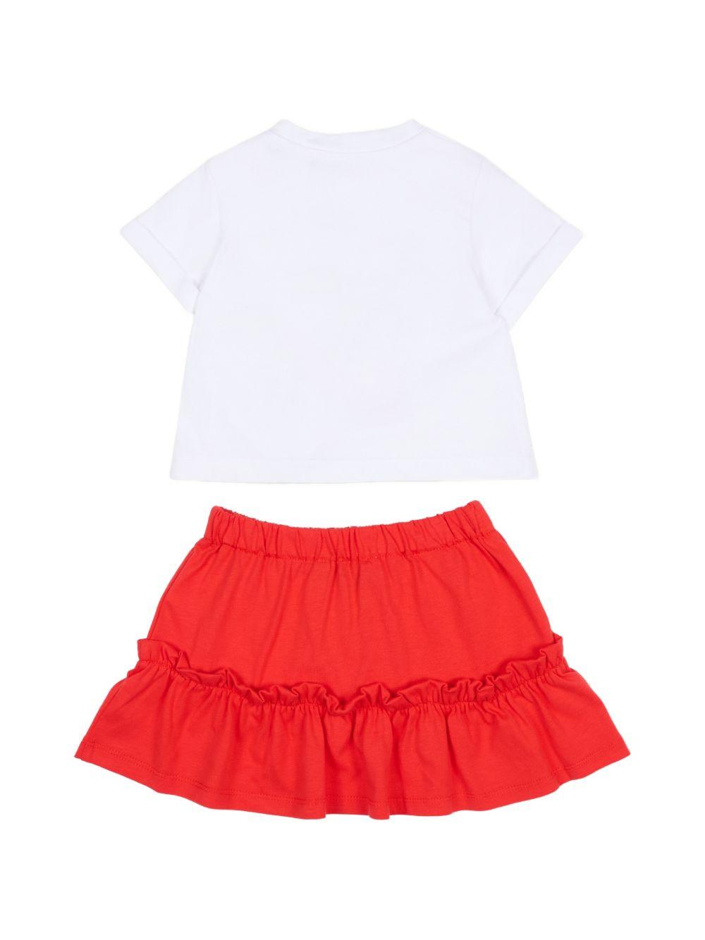 Completo t-shirt e gonna con stampa orsetto MDG01TLAA02 82298 MOSCHINO KIDS 