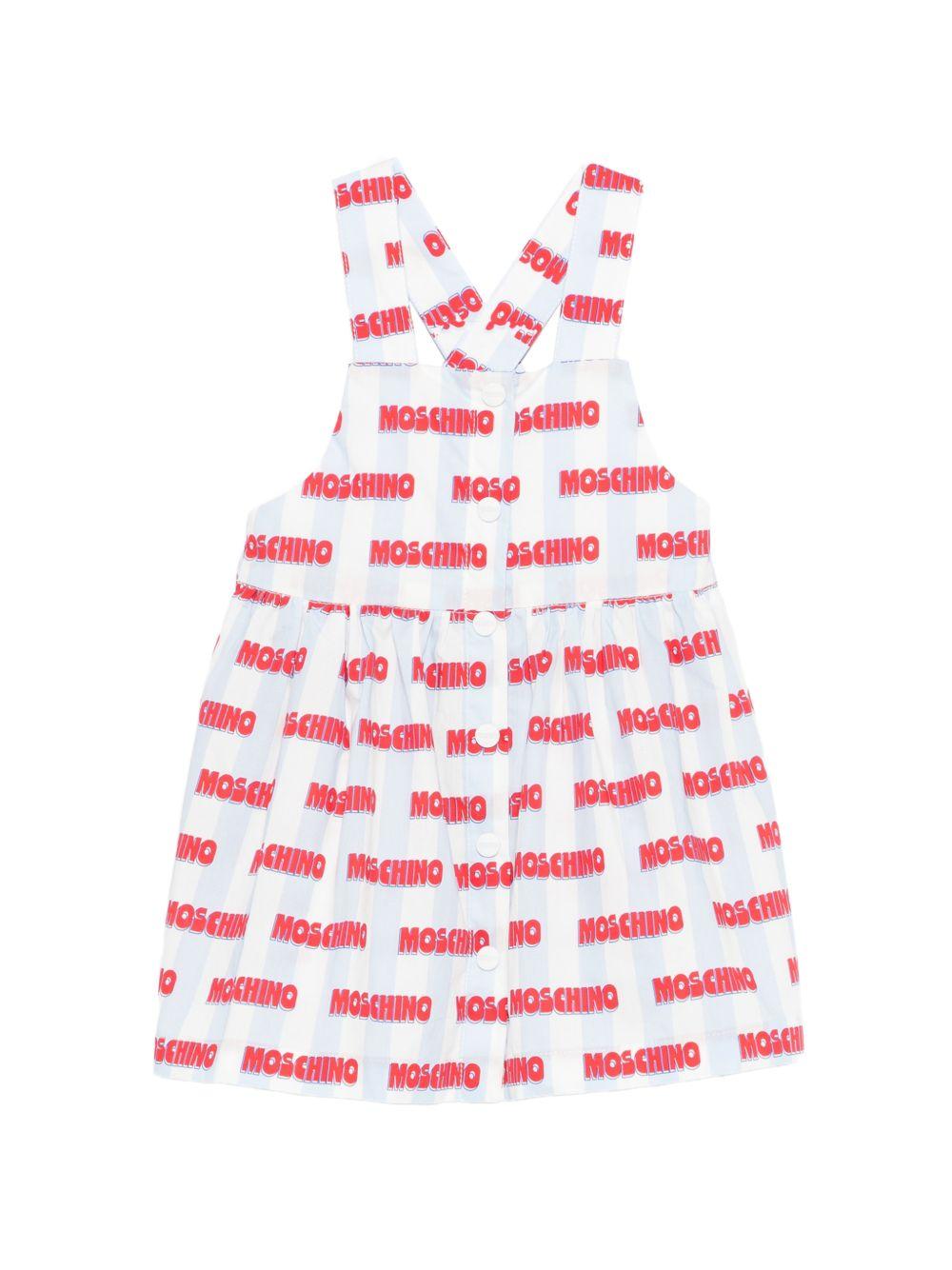 Abito in cotone a bretelle incrociate MDV0DDLLB59 83678 MOSCHINO KIDS 