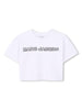T-shirt bianca logo strass