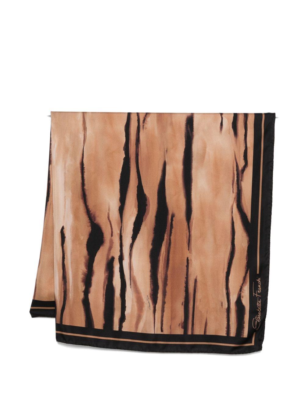 Foulard in seta cammello con bordo a contrasto FO26L62E2 470 ELISABETTA FRANCHI 