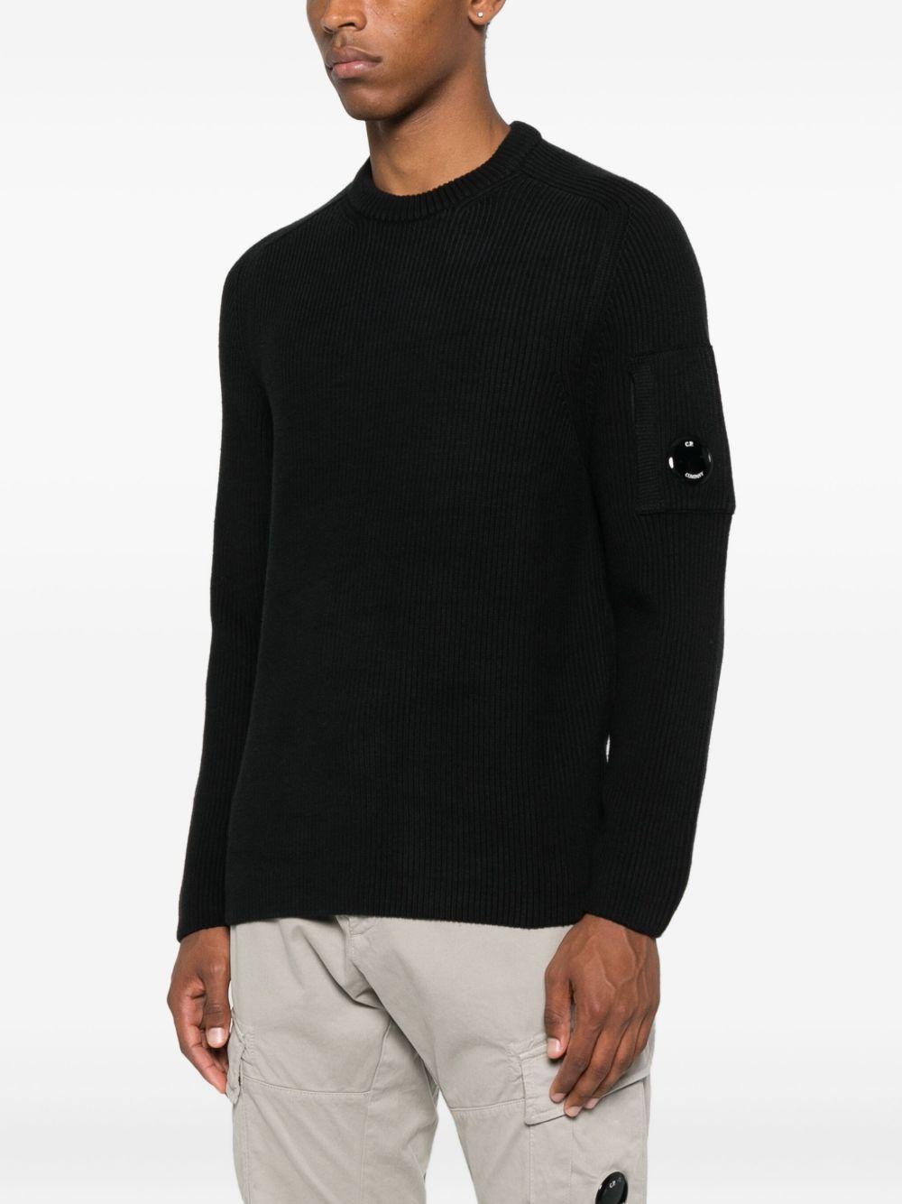 Maglione Nero in Cotone a Coste 19CMKN015A006608A 999 CP COMPANY 