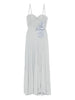Abito Red Carpet in jersey lurex con fiore ricamato celeste
