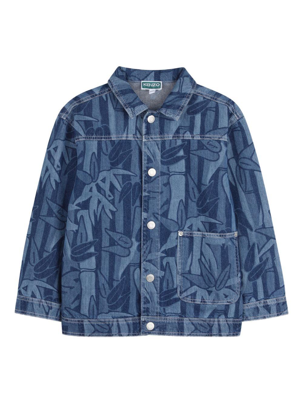Giacca in denim con stampa foglie K61688 Z47 KENZO KIDS 
