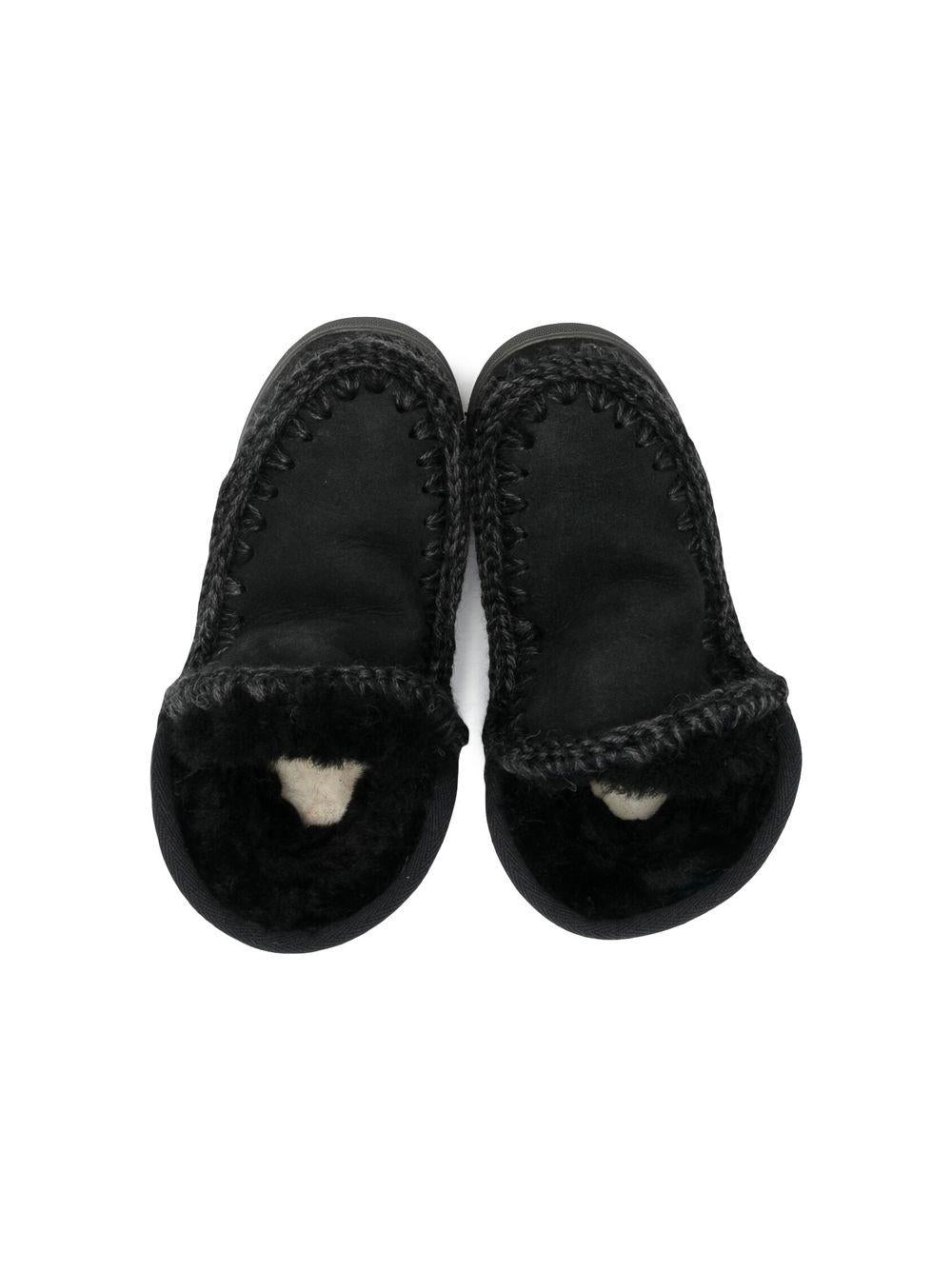 Stivaletti Invernali Neri con Cuciture a Uncinetto MUFK111015A BKBK MOU KIDS 